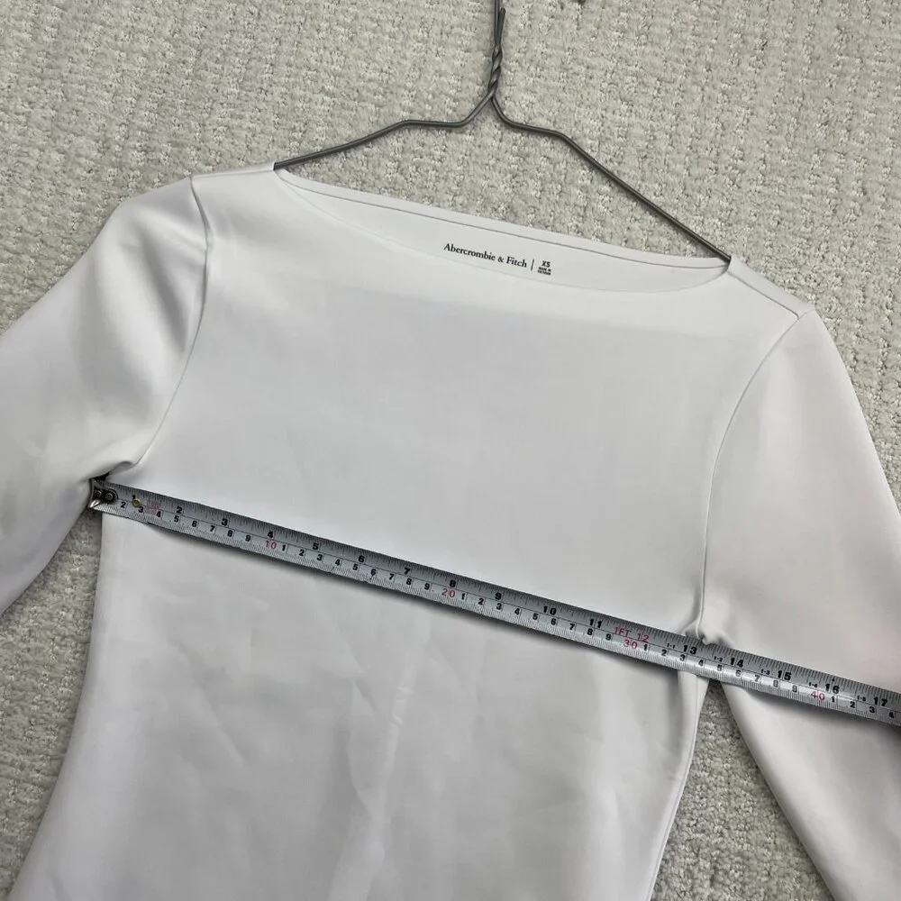 Abercrombie & Fitch Women’s Size XS Long-Sleeve Slim Strech Top White Preppy - Picture 7 of 14